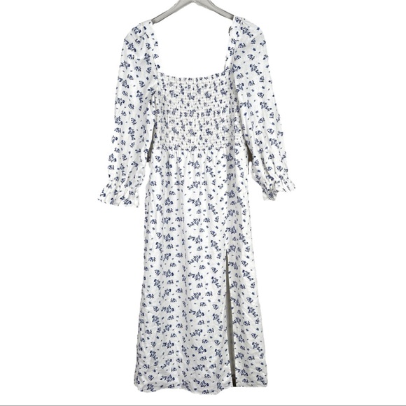 House of Harlow 1960 Dresses & Skirts - House of Harlow 1960 Linen Smocked Floral Midi Dress